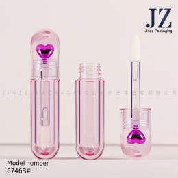 现货 圆形 粗刷杆 透粉喷镀紫爱心唇釉管 6746B#