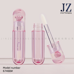 现货 圆形 粗刷杆 透粉银葱爱心 唇釉管 6746B#